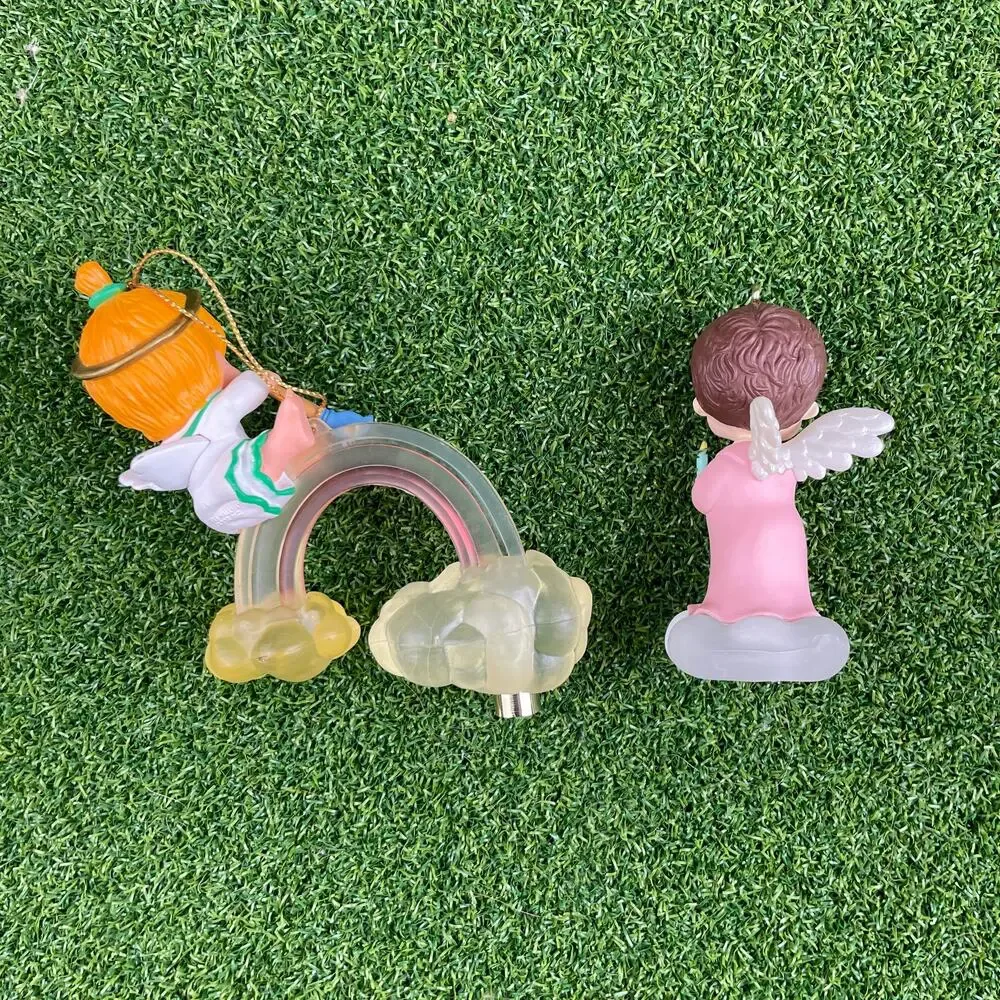 Vintage 1985 Hallmark Christmas Ornaments Katybeth Magic Lighted Rainbow Angel